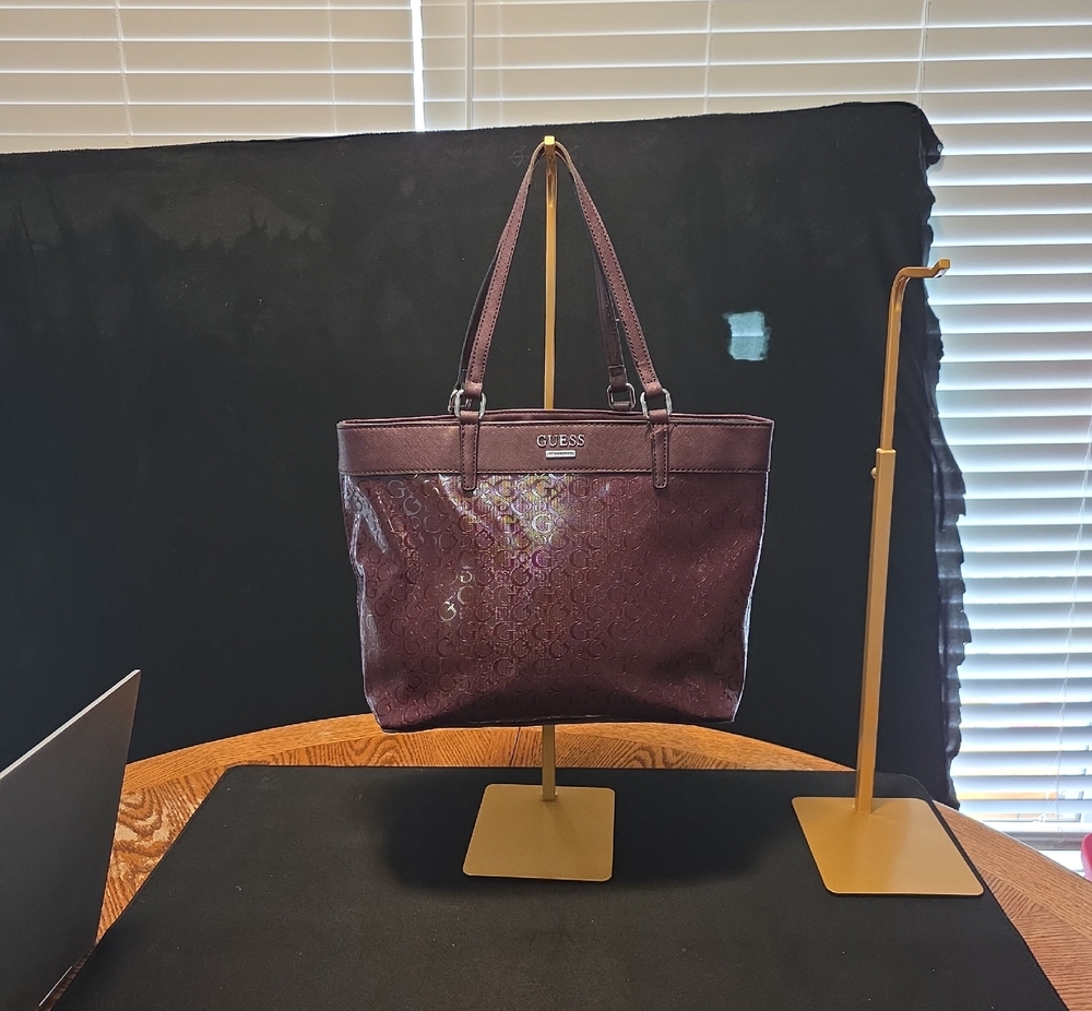 GUESS Plum Signature Tote with Dual Top Handles